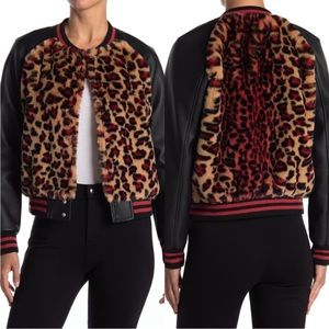 Mother The Snap Leopard Letterman Jacket in Cat Party Size XS